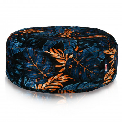 Bleu foncé-orange Feuilles tropicales Repose-pieds
