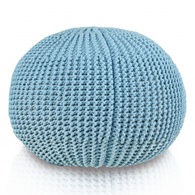 CottonKnit Sky Pouf – handgestrickter Pouf aus Baumwollkordel