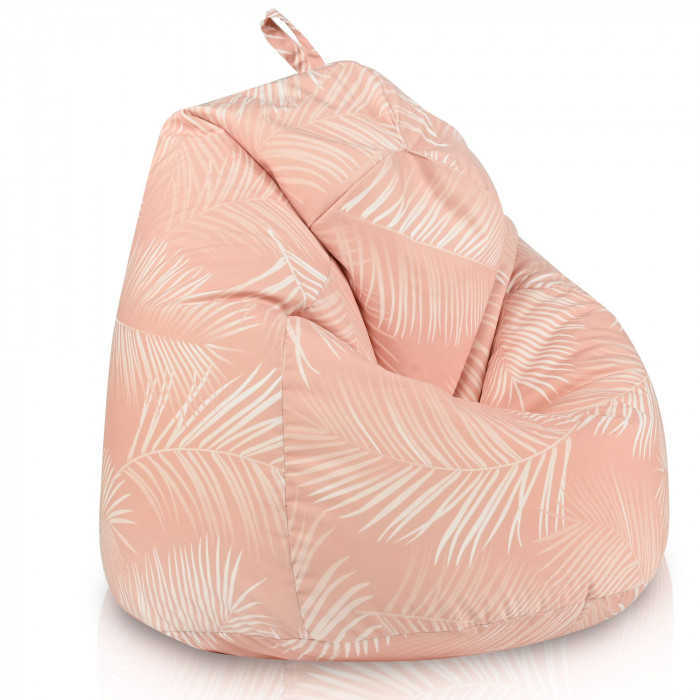 Palmy Mint Sitzsack für Kinder – Weicher Sitzsack mit tropischem Blattmuster, Pastell-Mint