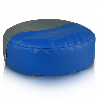 Repose-pieds Duo Active – rond, en cuir écologique bleu et gris, style moderne