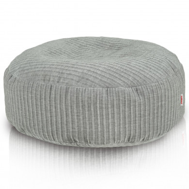 Pouf Velvet Stripe Mono – rond, velours gris à rayures