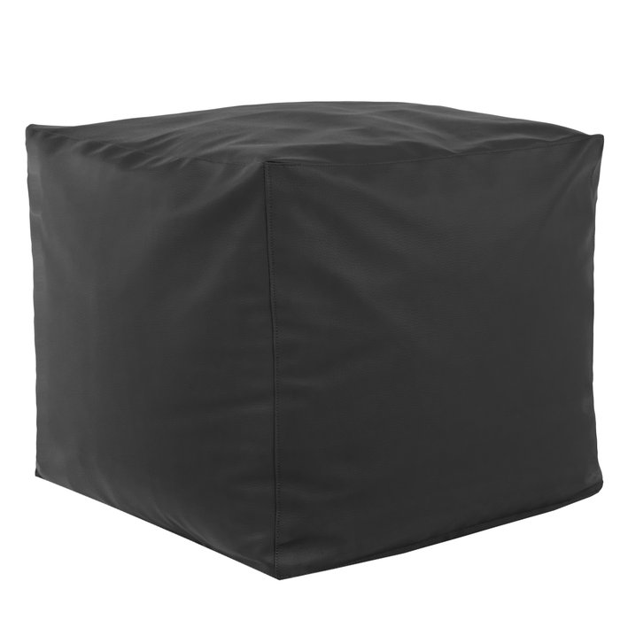 Noir Pouf Cube simili-cuir