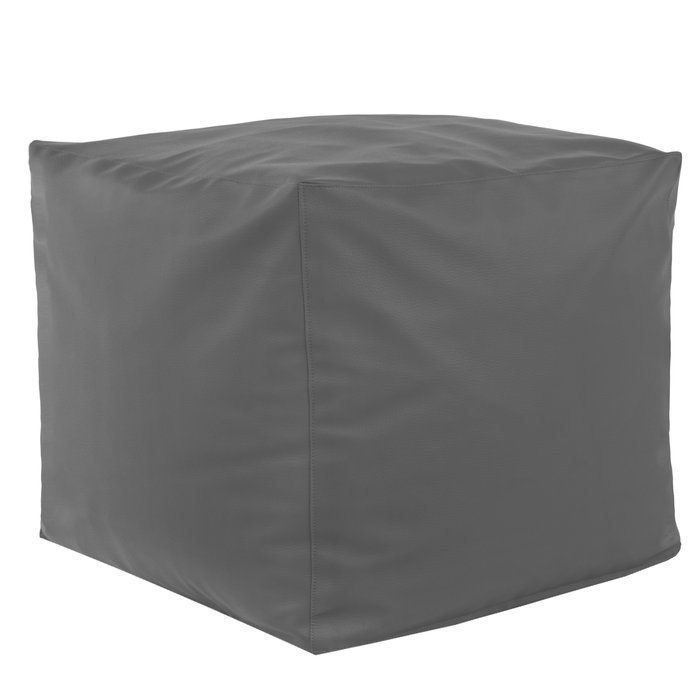 Gris Pouf Cube simili-cuir