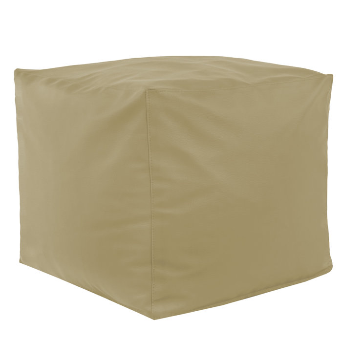 Beige Pouf Cube simili-cuir