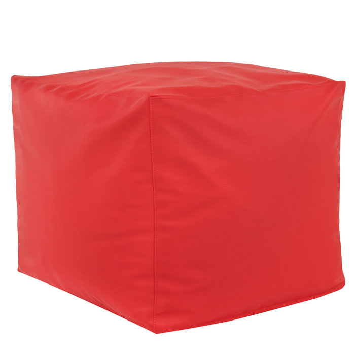 Rouge Pouf Cube simili-cuir