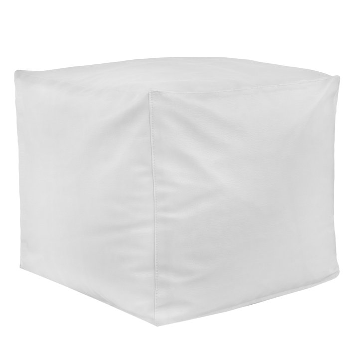 Blanc Pouf Cube simili-cuir