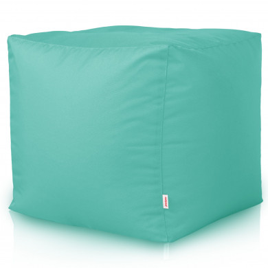 Turquoise Pouf Cube Jardin nylon