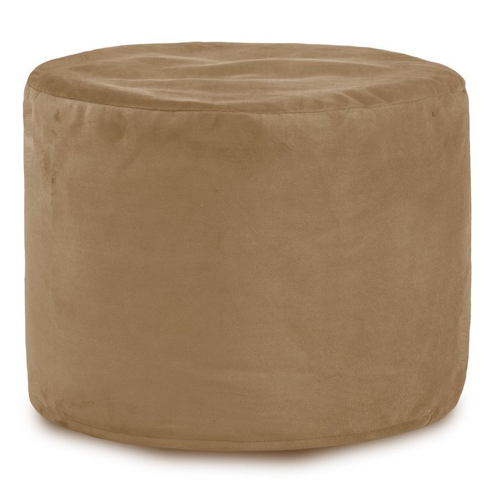 Beige Pouf Cylindre velours