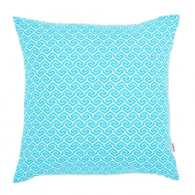 Meander blanc et bleu Coussin Carré Extérieur