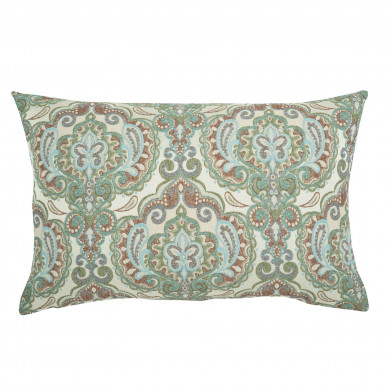 Ornement oriental vert sur tissu texturé Coussin Rectangulaire