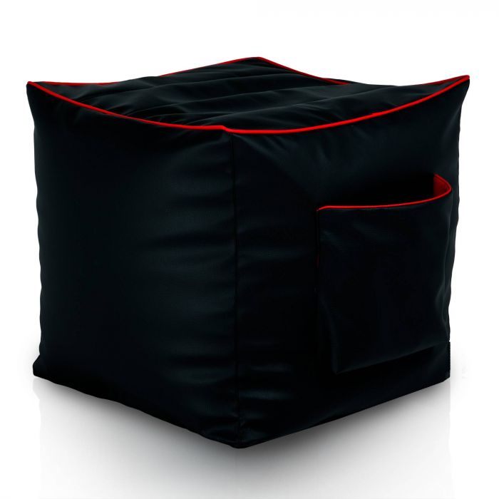 Noir Pouf Cube Gamer simili-cuir